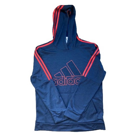 Adidas Youth Tech Fleece Hoodie Navy Blue & Red Size XL (18/20) Boys Pullover